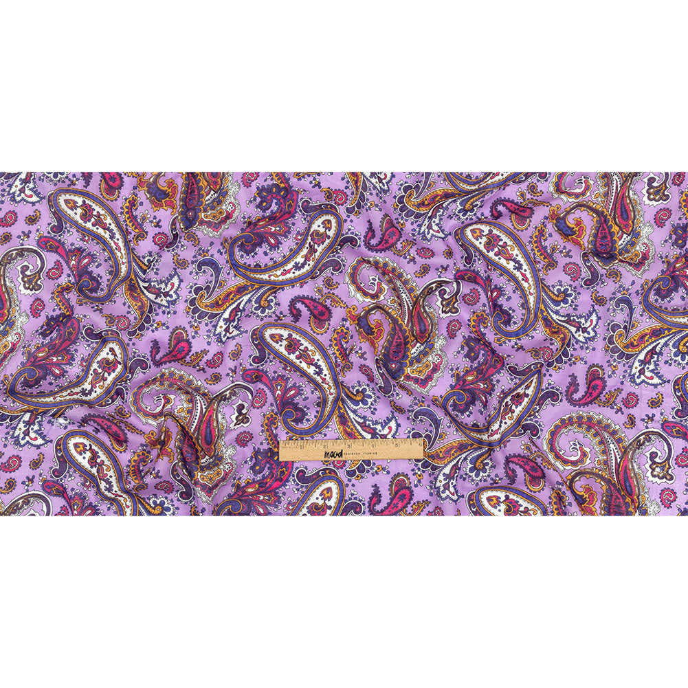 Gauzy Cotton Voile - Lilac, Cobalt and Pink Paisley - Deadstock