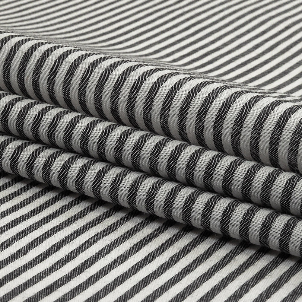 Black and White Railroad Stripes Cotton and Polyester Woven