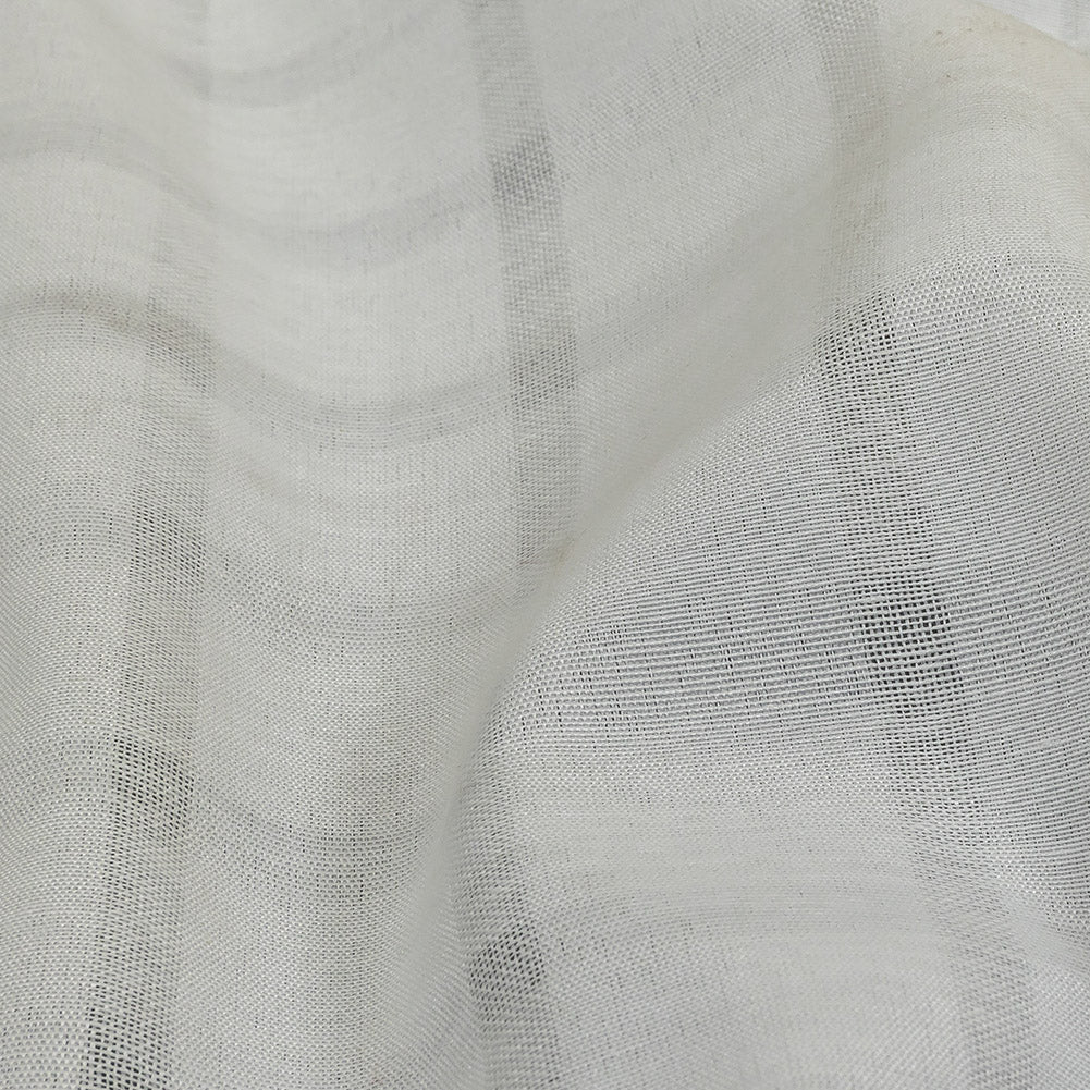 White Sheer Stripes Cotton and Polyester Woven
