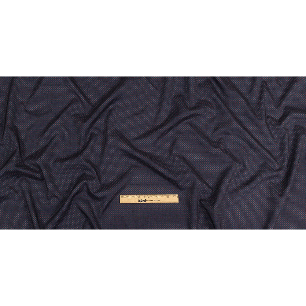 Black Iris, Red and White Tiny Medallions Stretch Polyester Woven