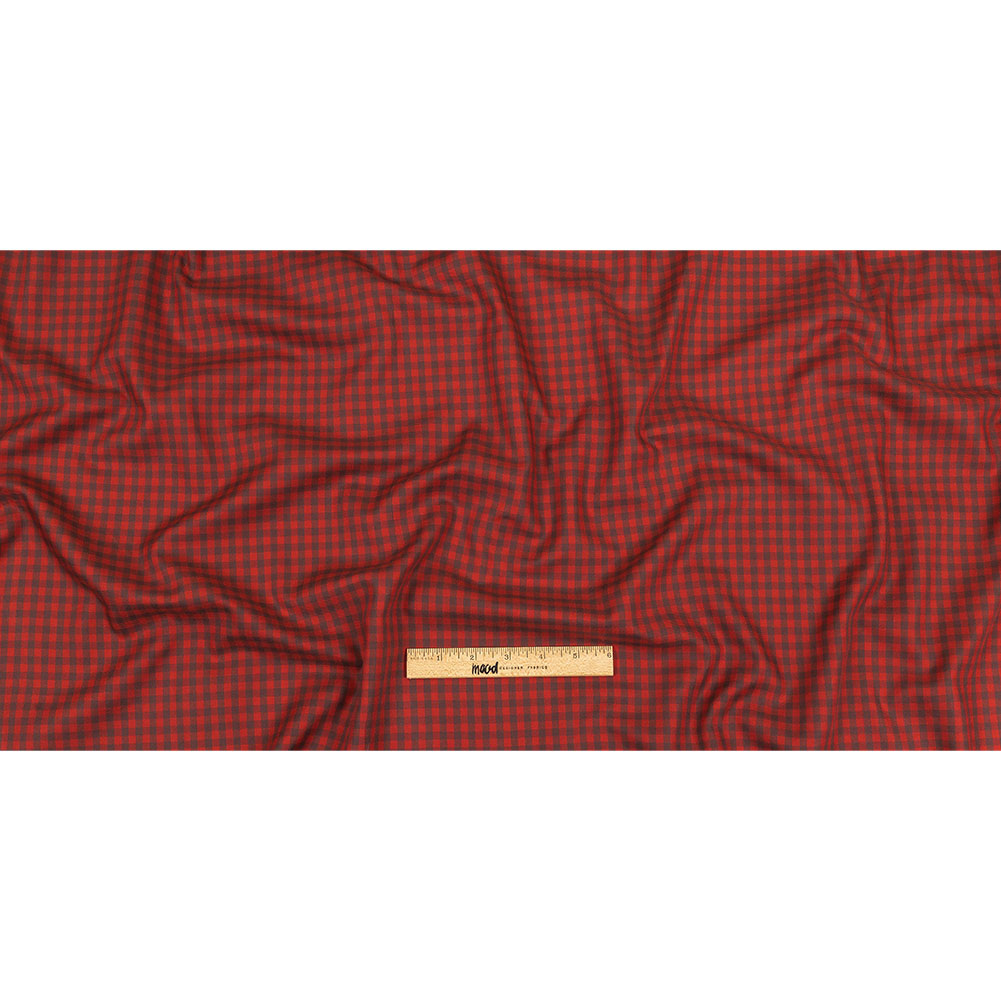 Red and Brown Checkered Twill Cotton Shirting
