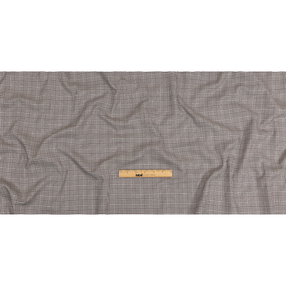 Peppercorn and White Glen Plaid Twill Cotton Shirting