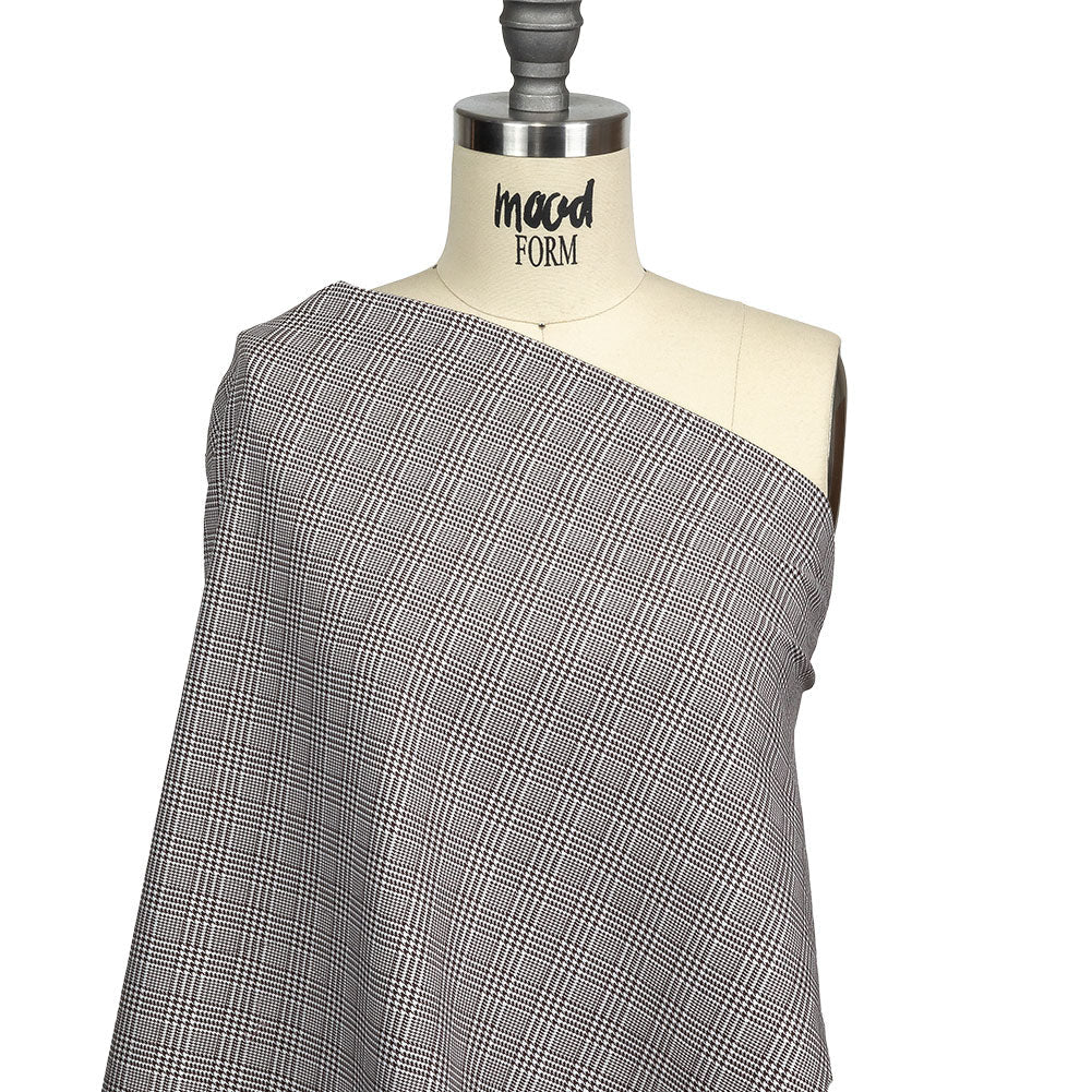 Peppercorn and White Glen Plaid Twill Cotton Shirting