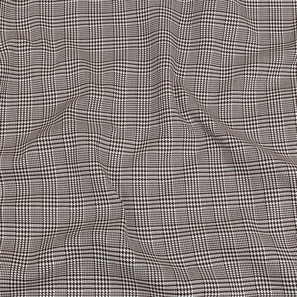 Peppercorn and White Glen Plaid Twill Cotton Shirting