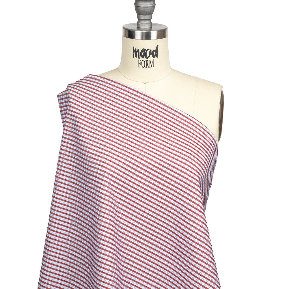 Red, Pink and Pale Blue Checkered Cotton Shirting