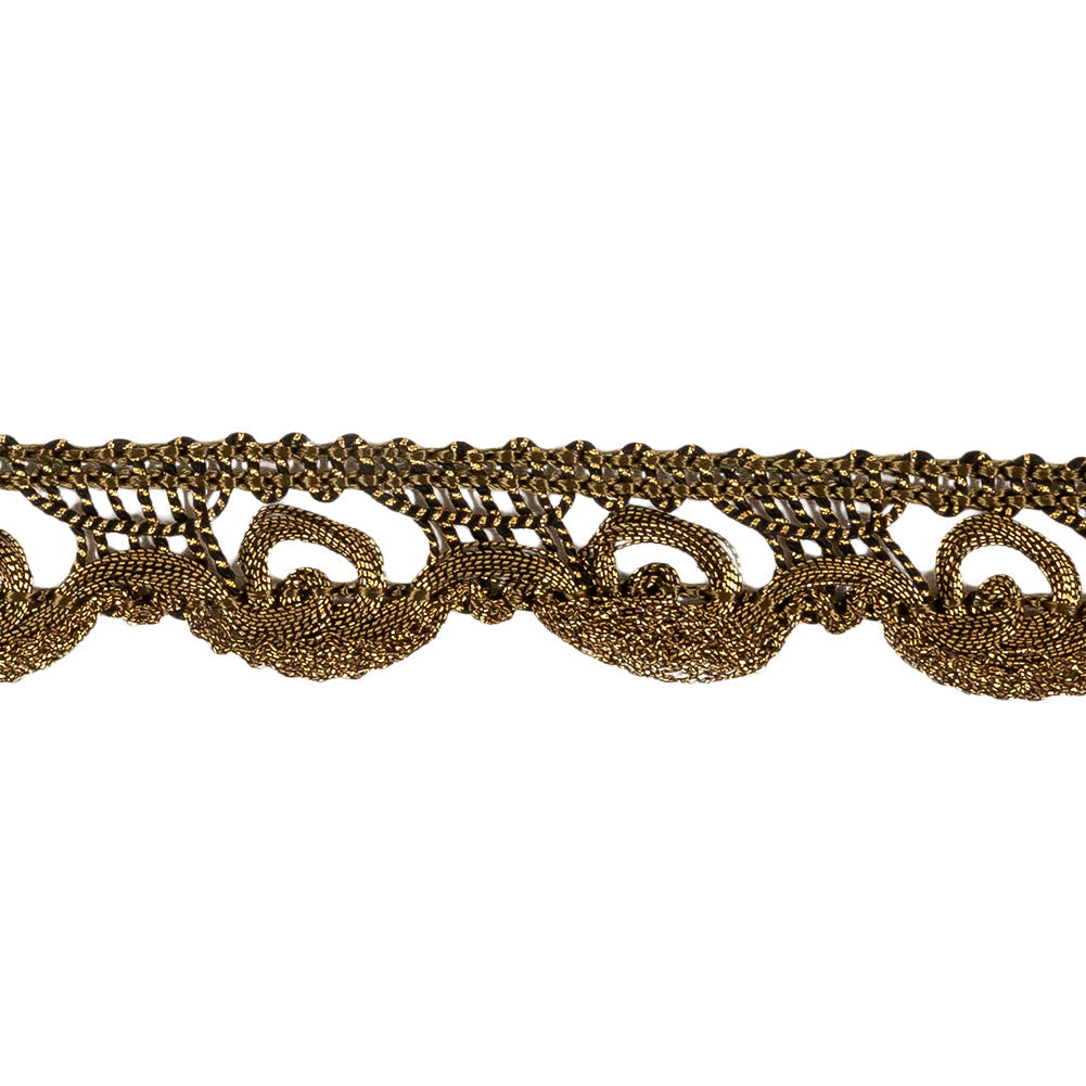 Black and Metallic Gold Swirling Braided Trim - 0.875"
