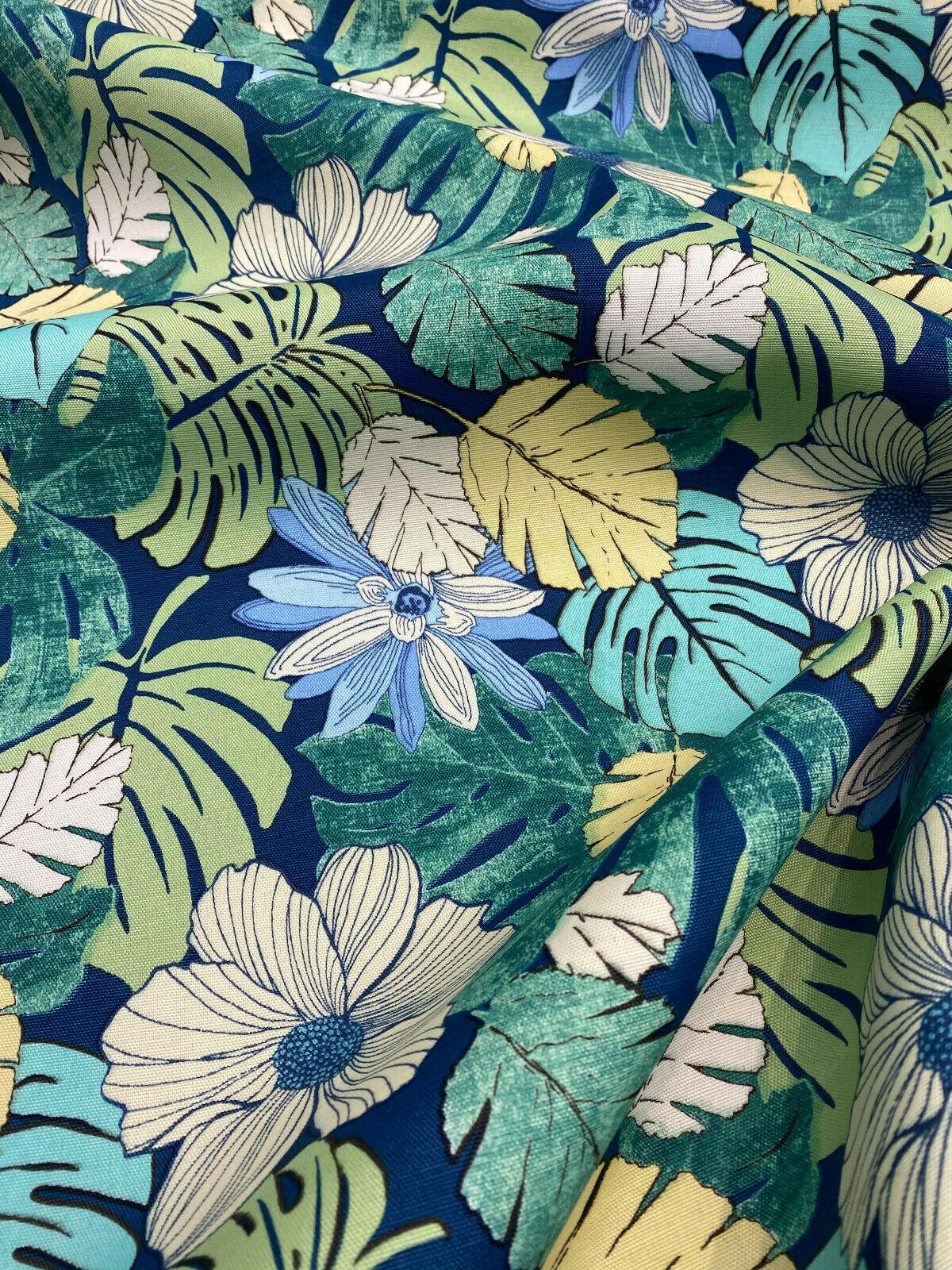 Swavelle Mill Creek Polyester Fabric - Teal Green Blue Ivory Floral, 54" Width (1 Yard)