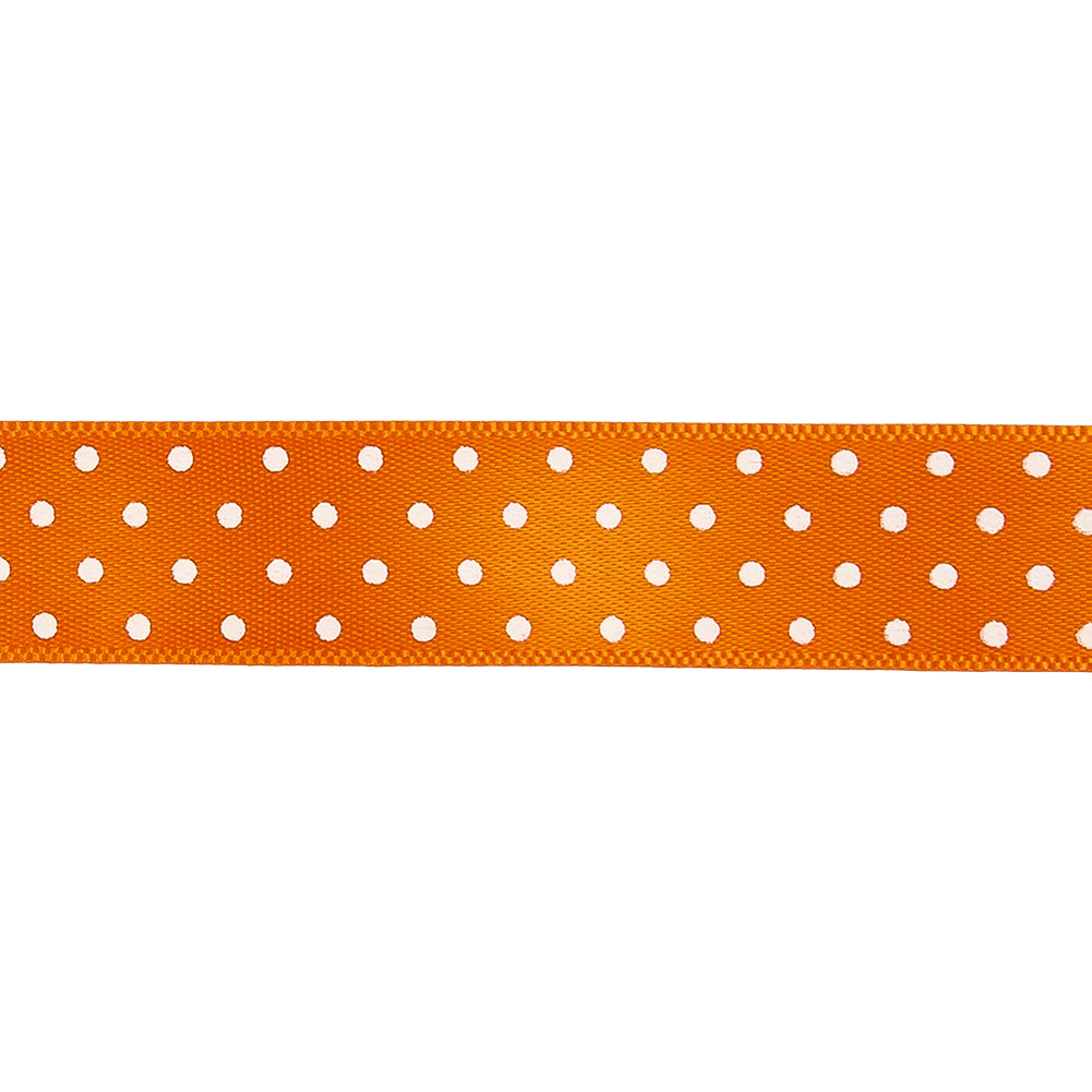 Orange and White Polka Dot Satin Ribbon - 0.625"
