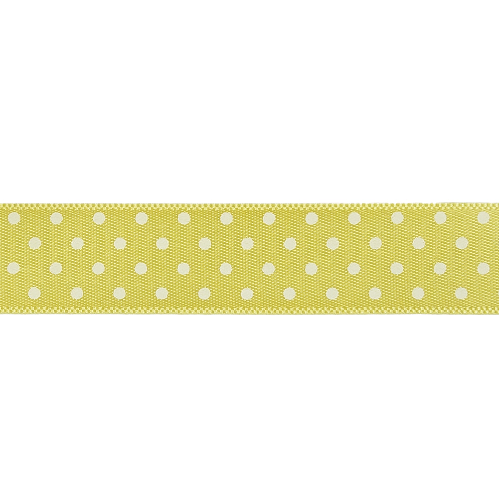 Banana and White Polka Dot Satin Ribbon - 0.625"