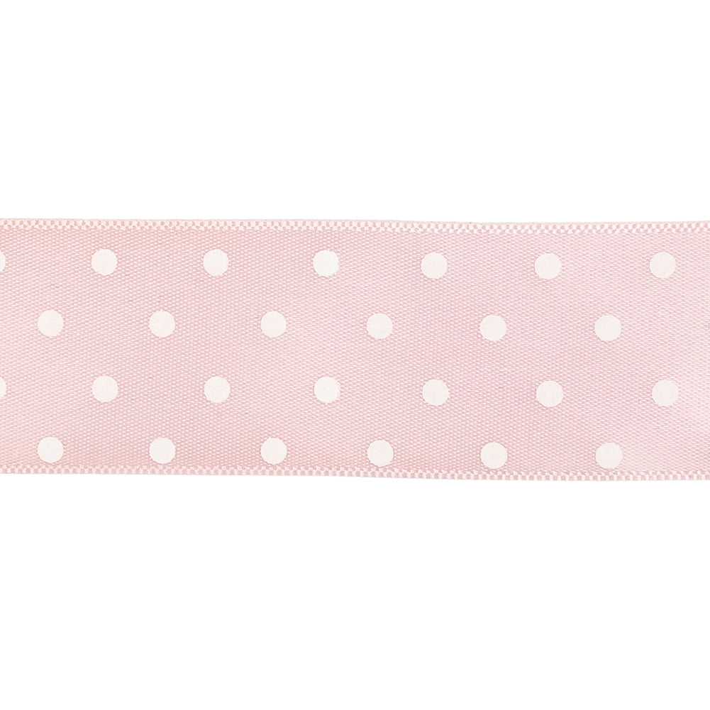 Baby Pink and White Polka Dot Satin Ribbon - 1"