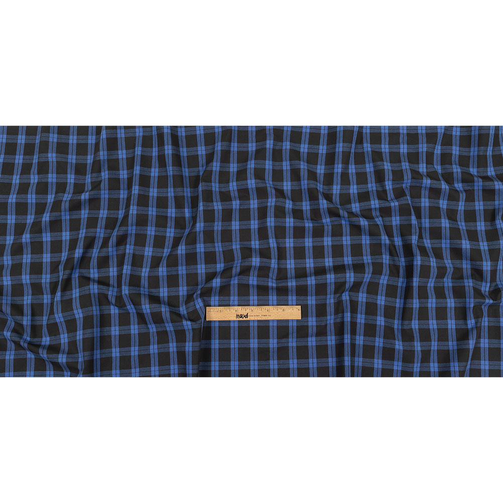 Stretch Limo and Deja Vu Blue Plaid Cotton Shirting