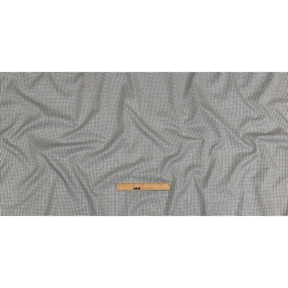 White and Black Checked Cotton and Polyester Twill
