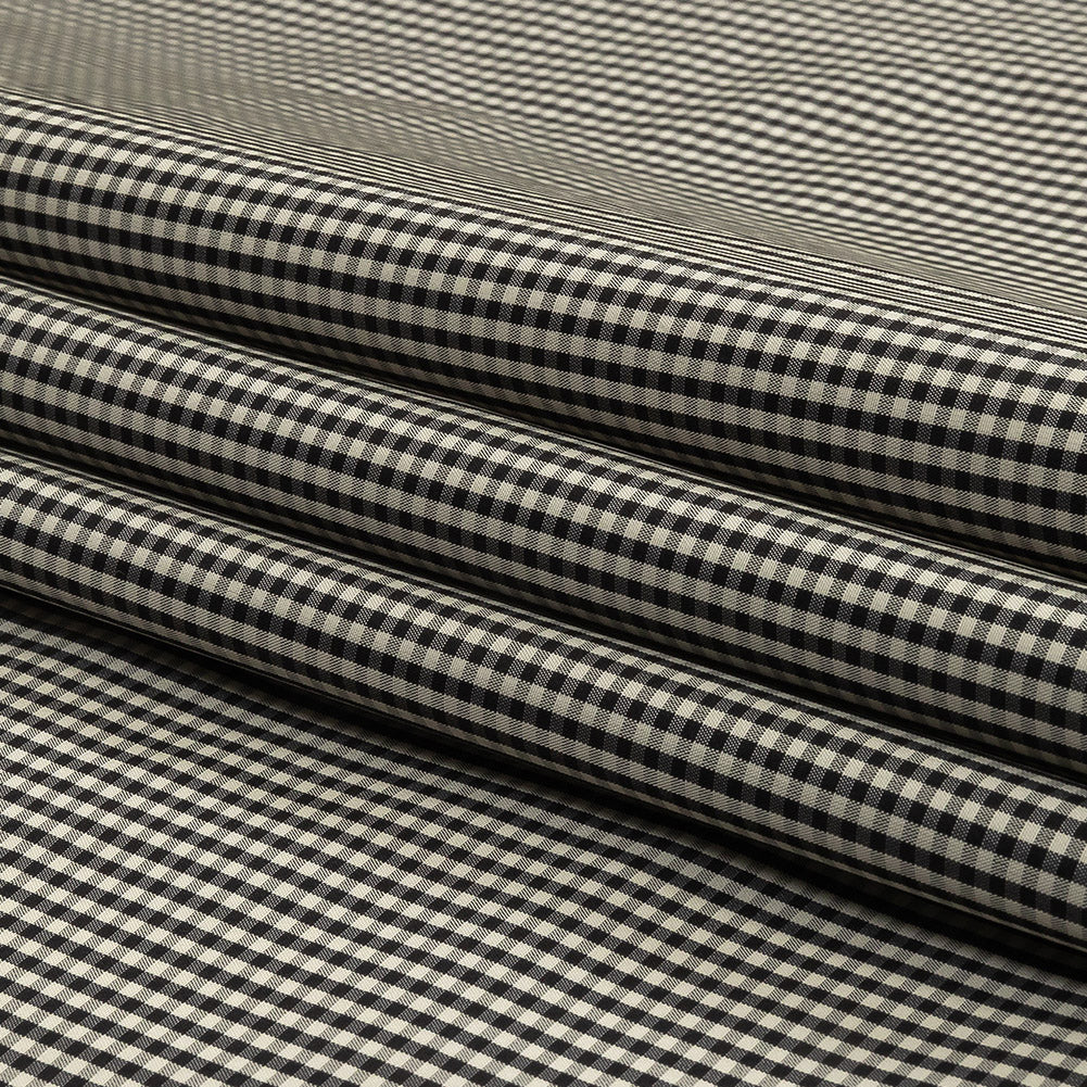 Black and Cream Little Checks Cotton and Polyester Shirting