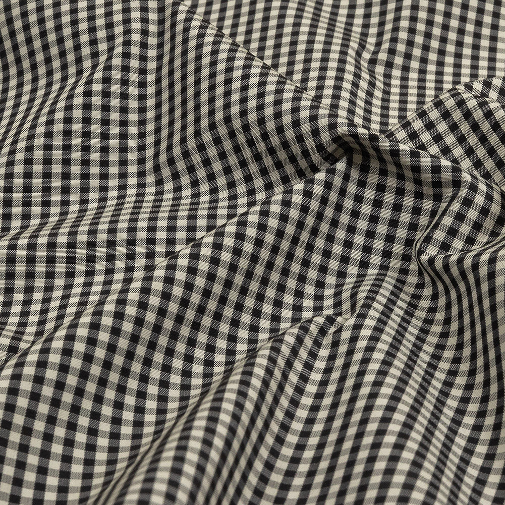 Black and Cream Little Checks Cotton and Polyester Shirting