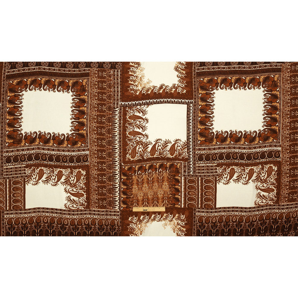 Sustainable Viscose Crepe Print - Brown and Cream Paisley Patches - Mood Exclusive Speak and Enter