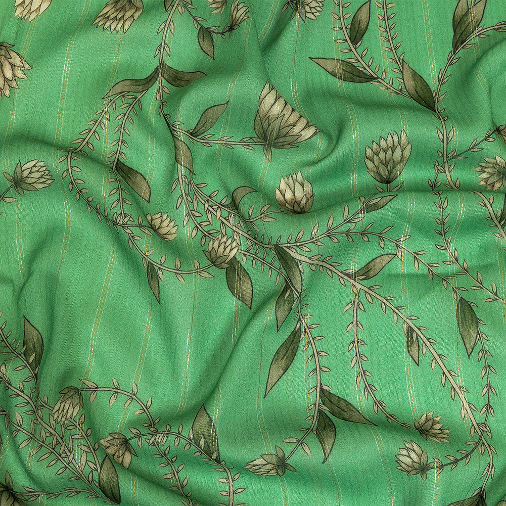 Mood Exclusive Greenbriar Vines Victorious Metallic Pinstriped Viscose Dobby