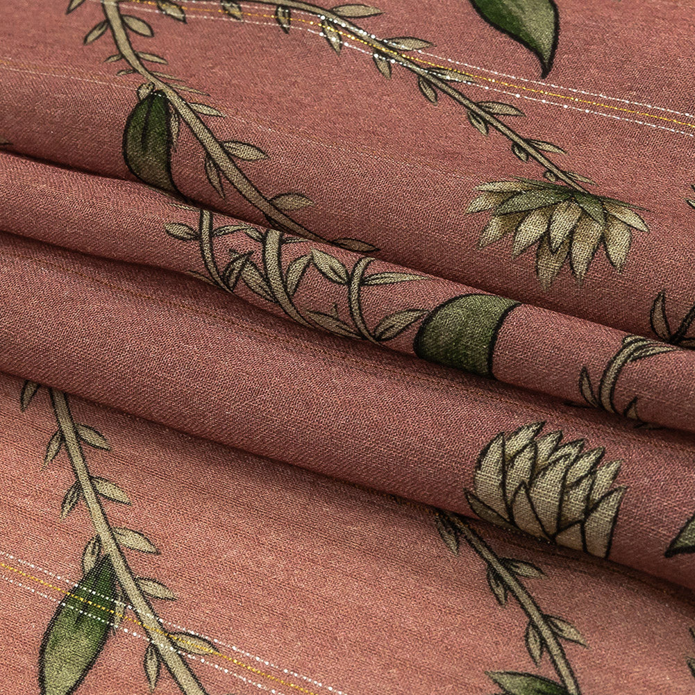 Mood Exclusive Dusty Rose Vines Victorious Metallic Pinstriped Viscose Dobby