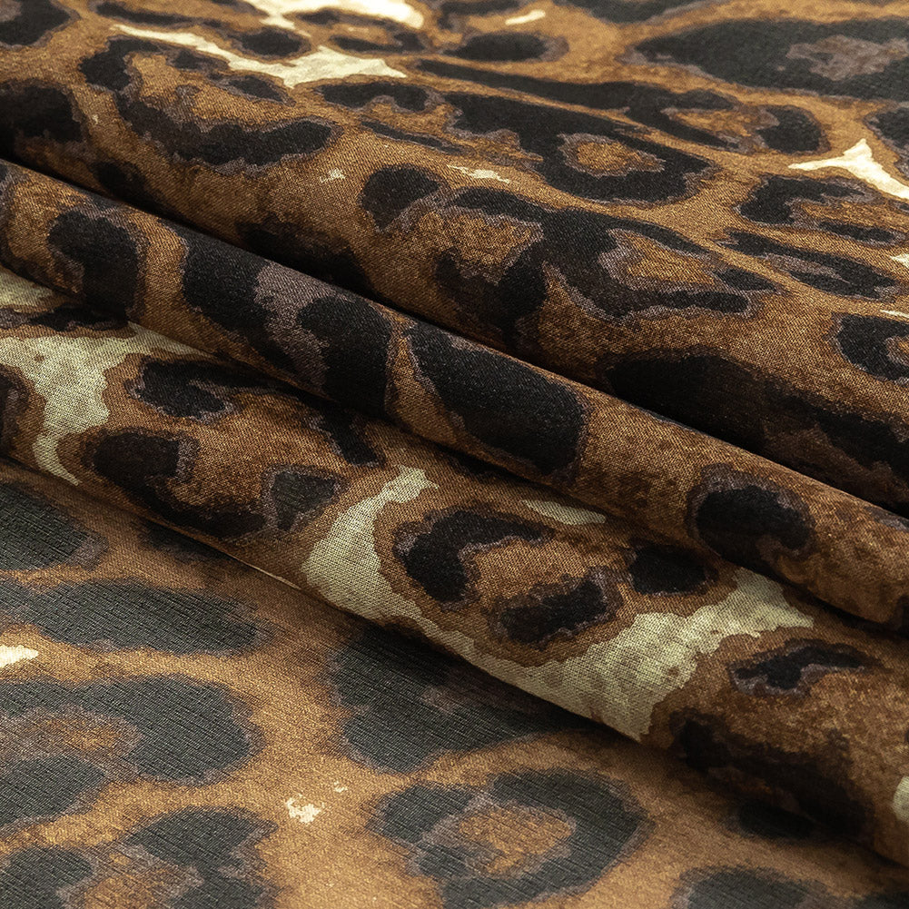 Ginger Snap and Forged Iron Leopard Print Silk Chiffon