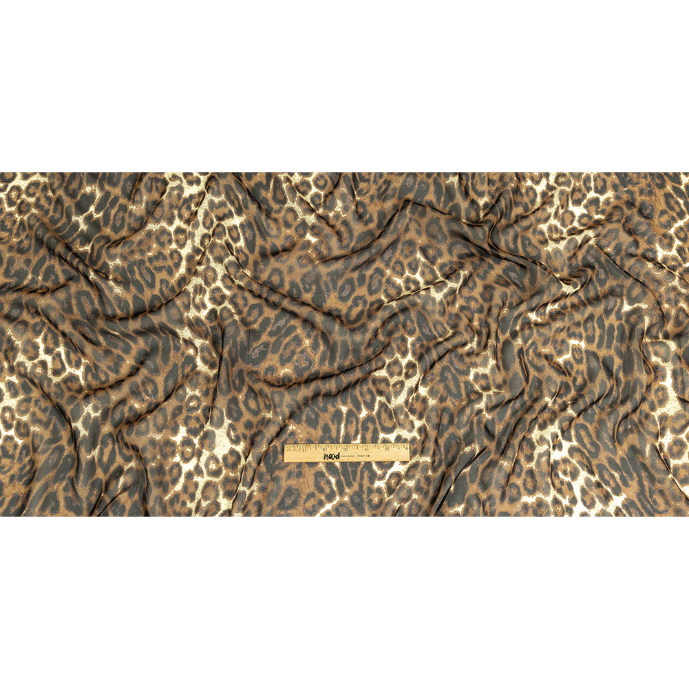 Ginger Snap and Forged Iron Leopard Print Silk Chiffon