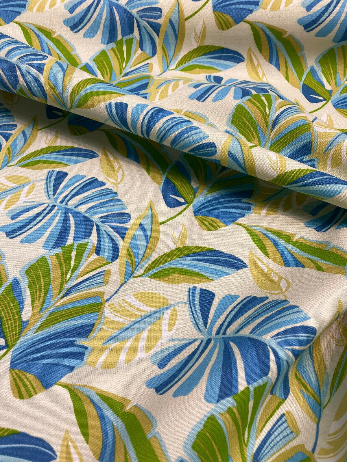 Swavelle Wind Blown Leaves Sunsplash 100 Percent Polyester Fabric - Blue Green Leaf Pattern, 54" Width (1 Yard)