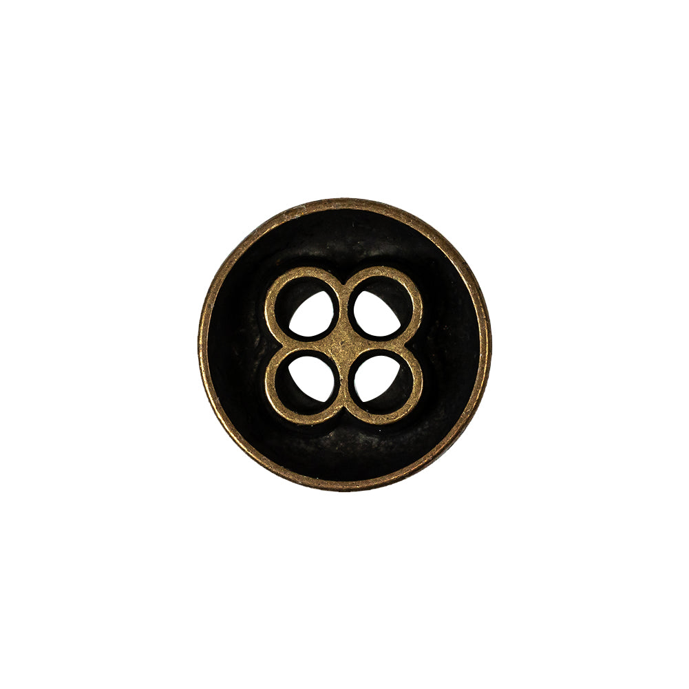 Italian Bronze 4-Hole Deepwell Metal Button - 28L/18mm