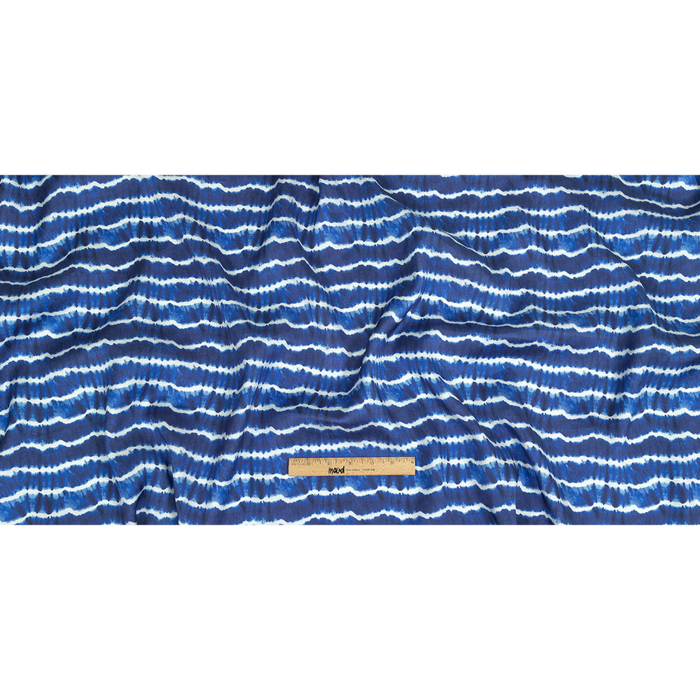 Viscose Twill Print - Blue and White Tie Dye - Mood Exclusive Making Waves