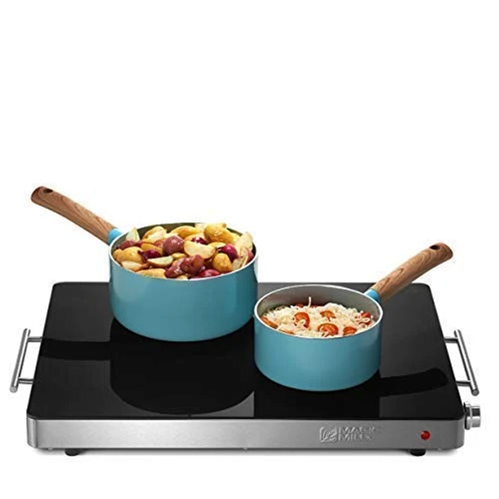 Magic Mill Stainless Steel with Enamel Top Hot Plate with Adjustable Temperature Knob - 21" x 16"