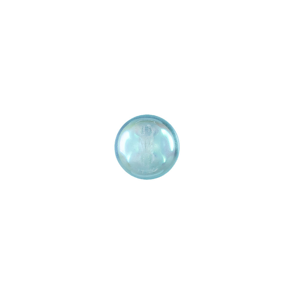 European AB Blue Self Back Glass Button - 14L/9mm