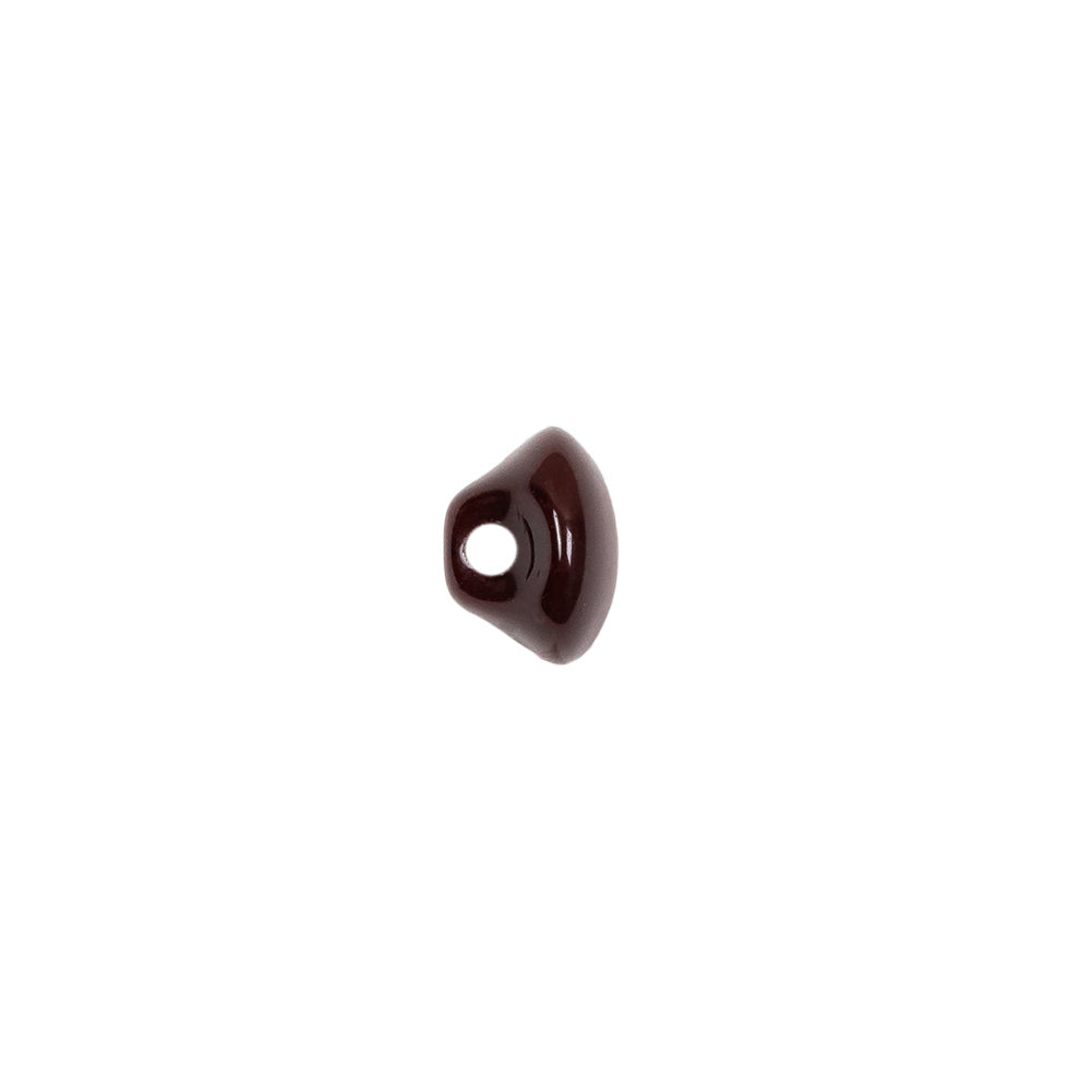 European Brown Half Domed Self Back Glass Button - 14L/9mm