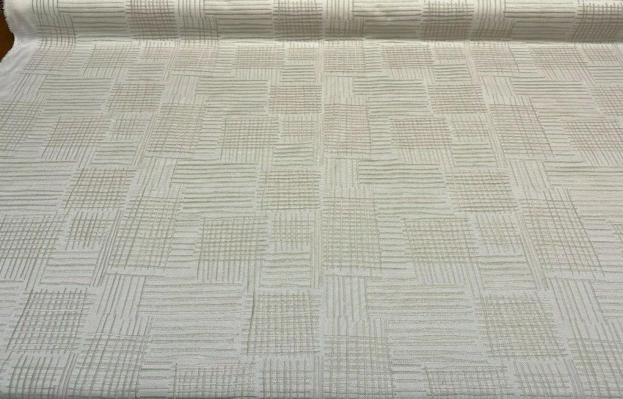 Swavelle Mill Creek Cross Back Backed Woven Polyester Fabric - White Ivory Beige, 56" Width (1 Yard)