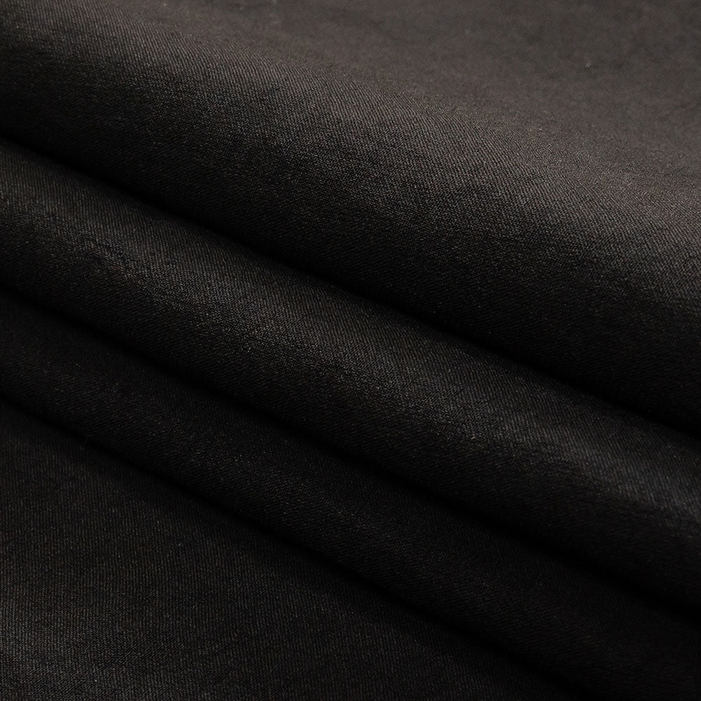 Black Wrinkled Look Stretch Polyester Woven