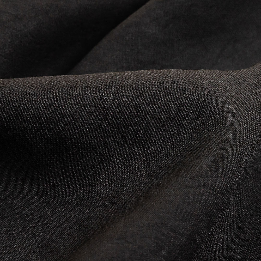 Black Wrinkled Look Stretch Polyester Woven