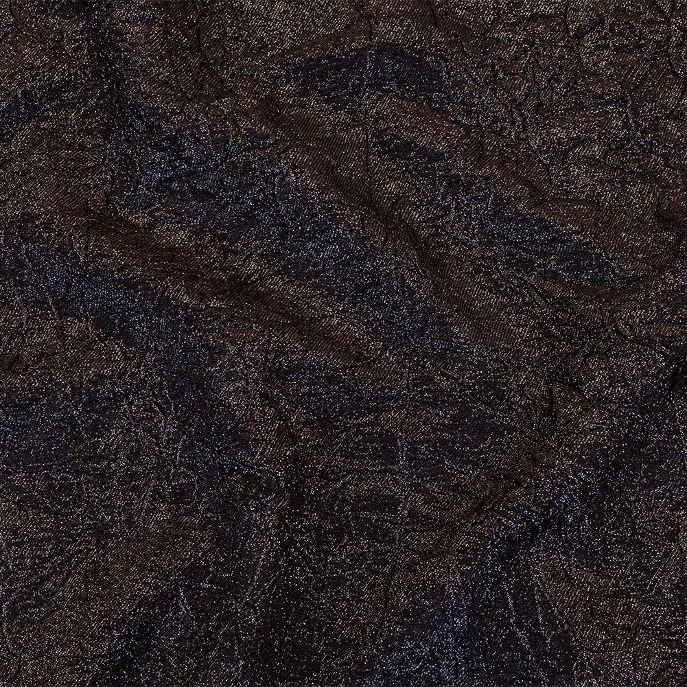 Astrolabe Metallic Navy and Copper Crinkled Luxury Brocade with Black Backing