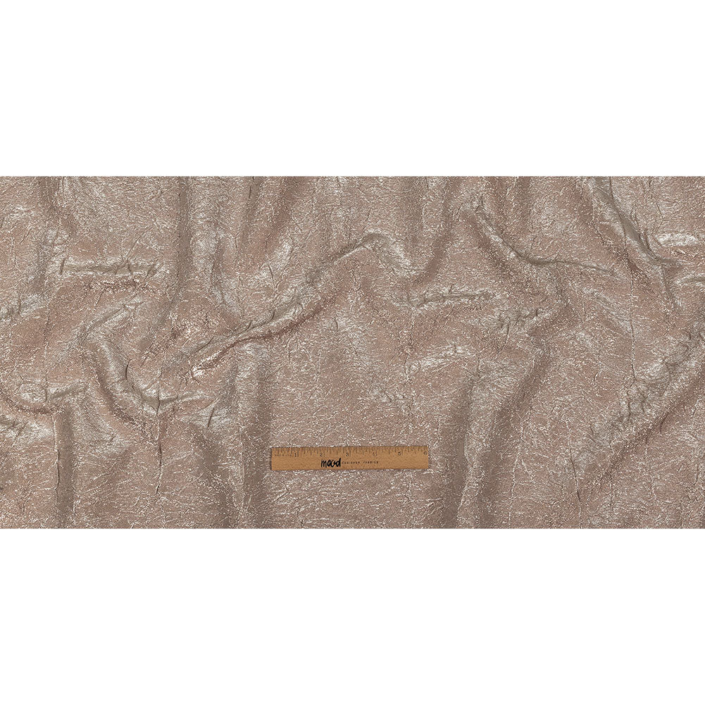 Astrolabe Metallic Silver and Rose Gold Crinkled Luxury Brocade with White Backing