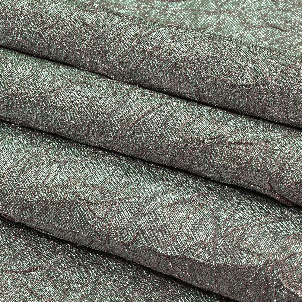 Astrolabe Metallic Seafoam and Pink Crinkled Luxury Brocade with White Backing