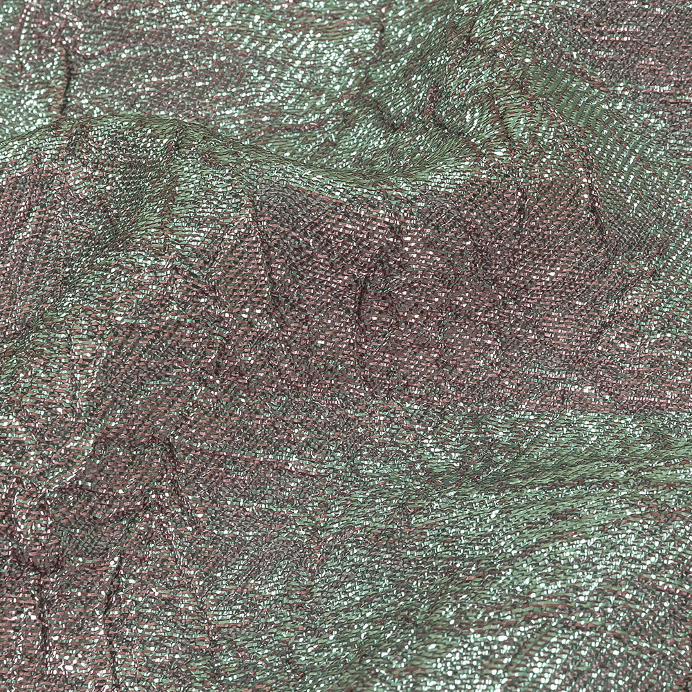 Astrolabe Metallic Seafoam and Pink Crinkled Luxury Brocade with White Backing