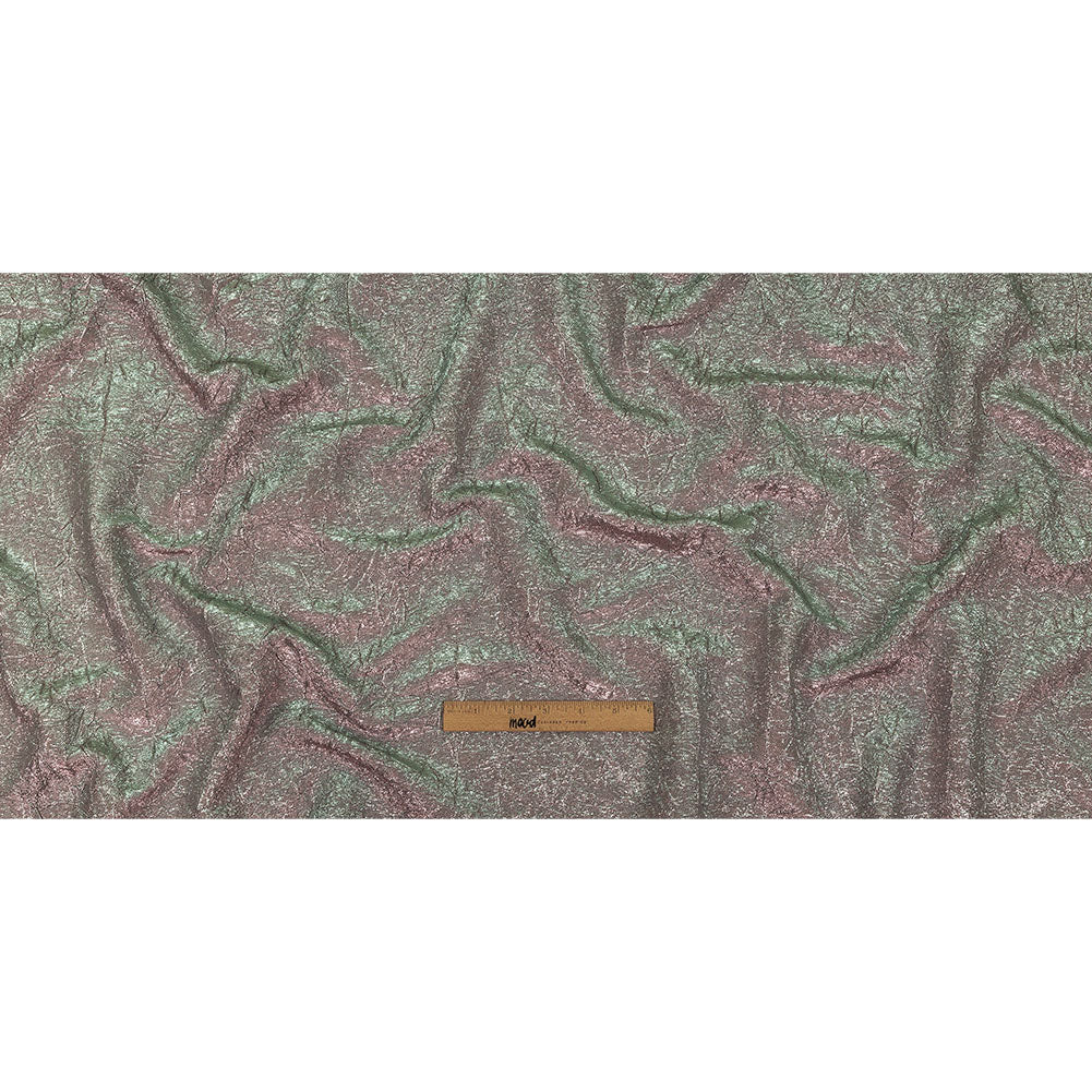 Astrolabe Metallic Seafoam and Pink Crinkled Luxury Brocade with White Backing