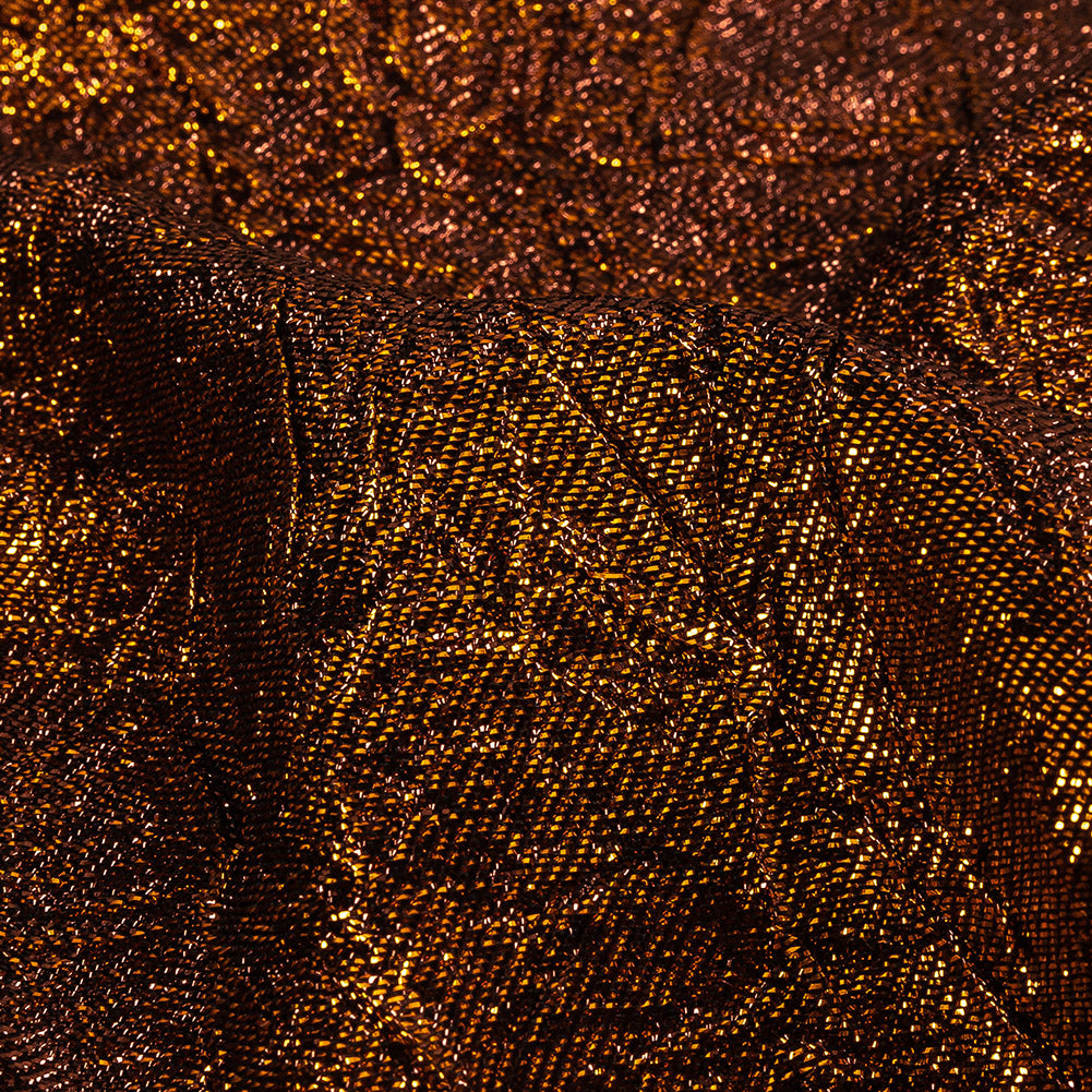 Astrolabe Metallic Copper Crinkled Luxury Brocade with Black Backing