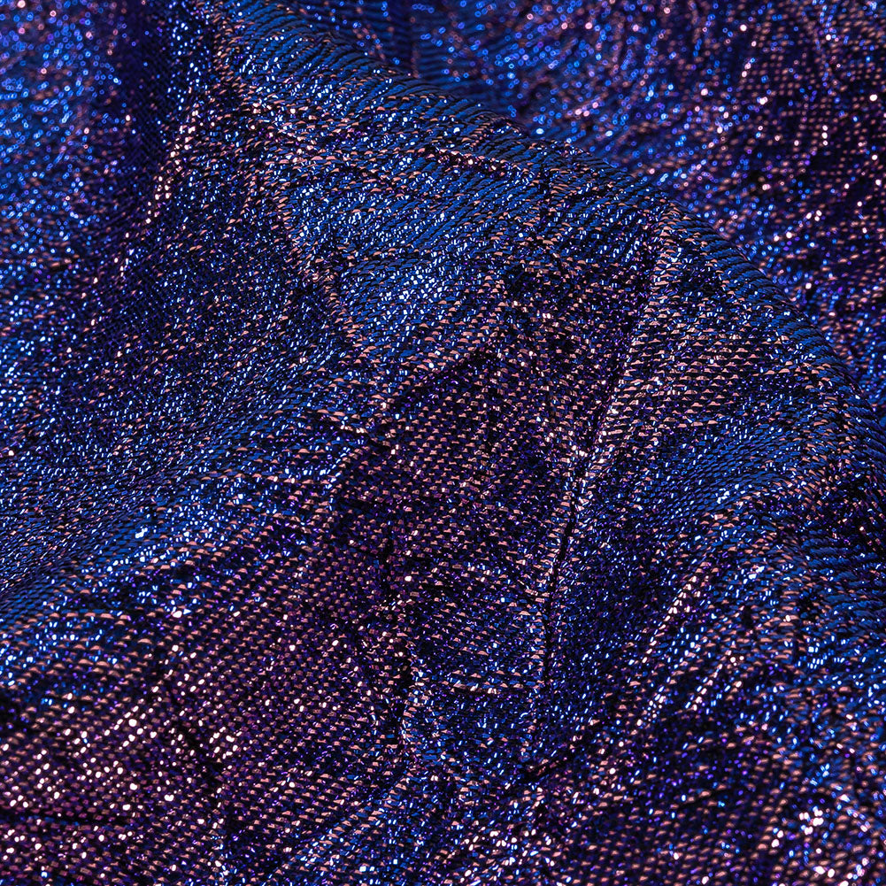 Astrolabe Metallic Lilac and Royal Blue Crinkled Luxury Brocade with Black Backing