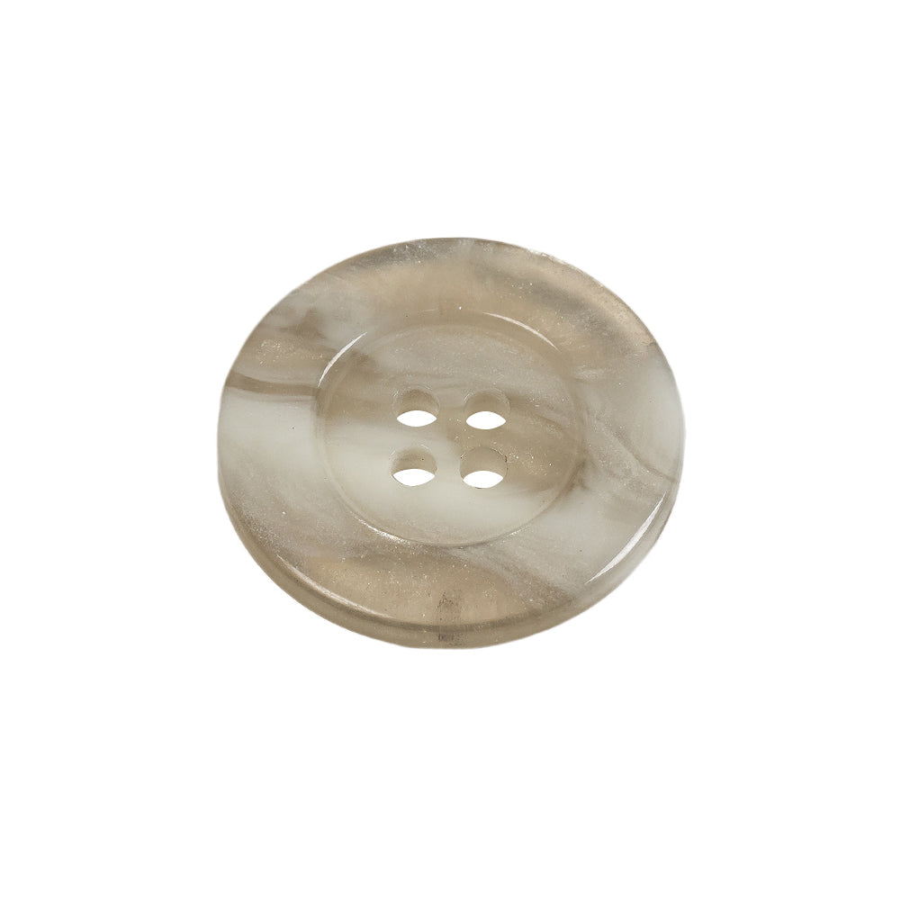 Translucent Bright White Shimmering 4-Hole Wide-Rimmed Plastic Button - 36L/23mm