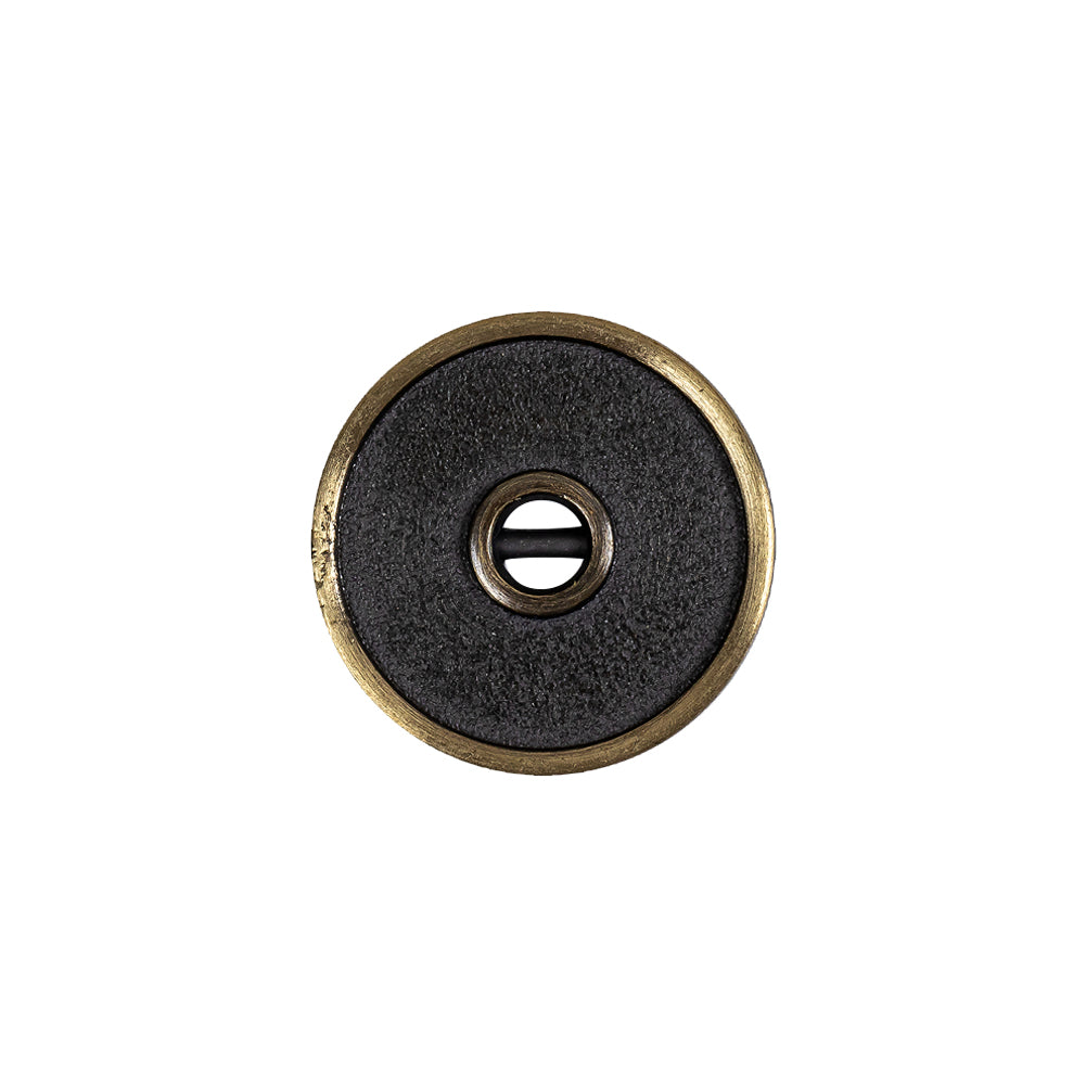 Antique Brass Textured Narrow Rim 2-Hole Metal Button - 28L/18mm