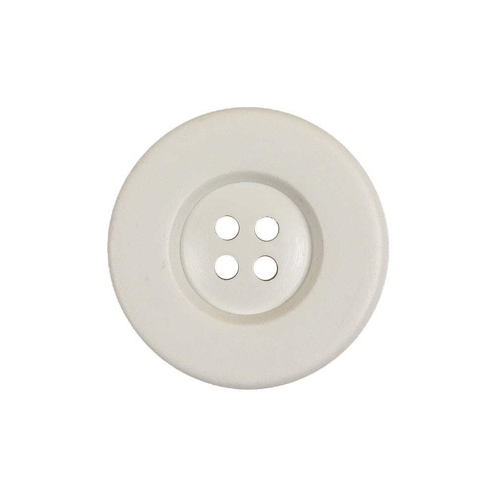 Matte White Asparagus Low Convex 4 Hole Plastic Button with Wide Rim - 38L/24mm