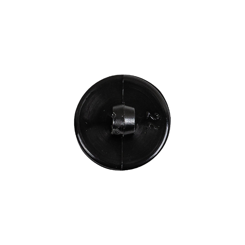 Italian Black Floral Etched Shank Back Button - 24L/15mm