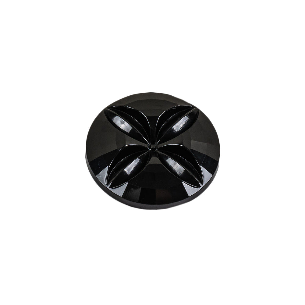 Italian Black Floral Etched Shank Back Button - 30L/19mm