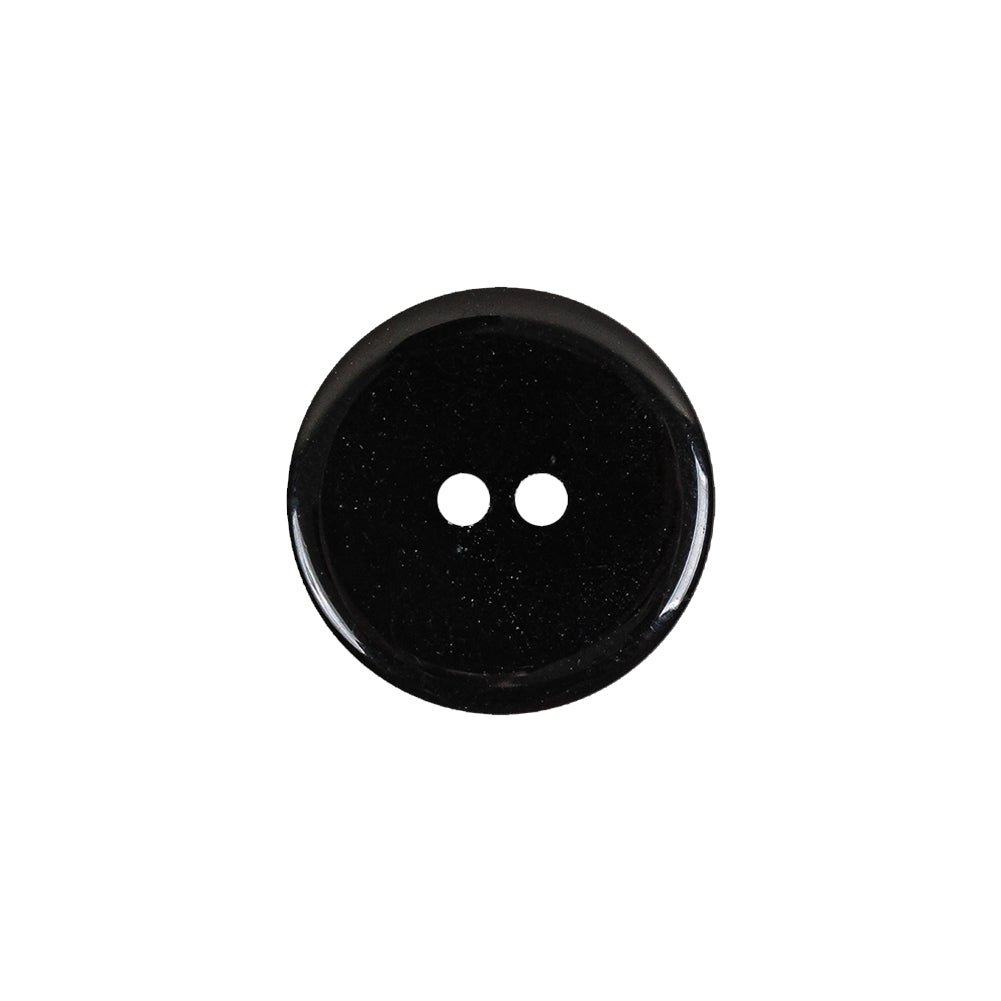 Black Ribbed 2-Hole Plastic Button - 28L/18mm