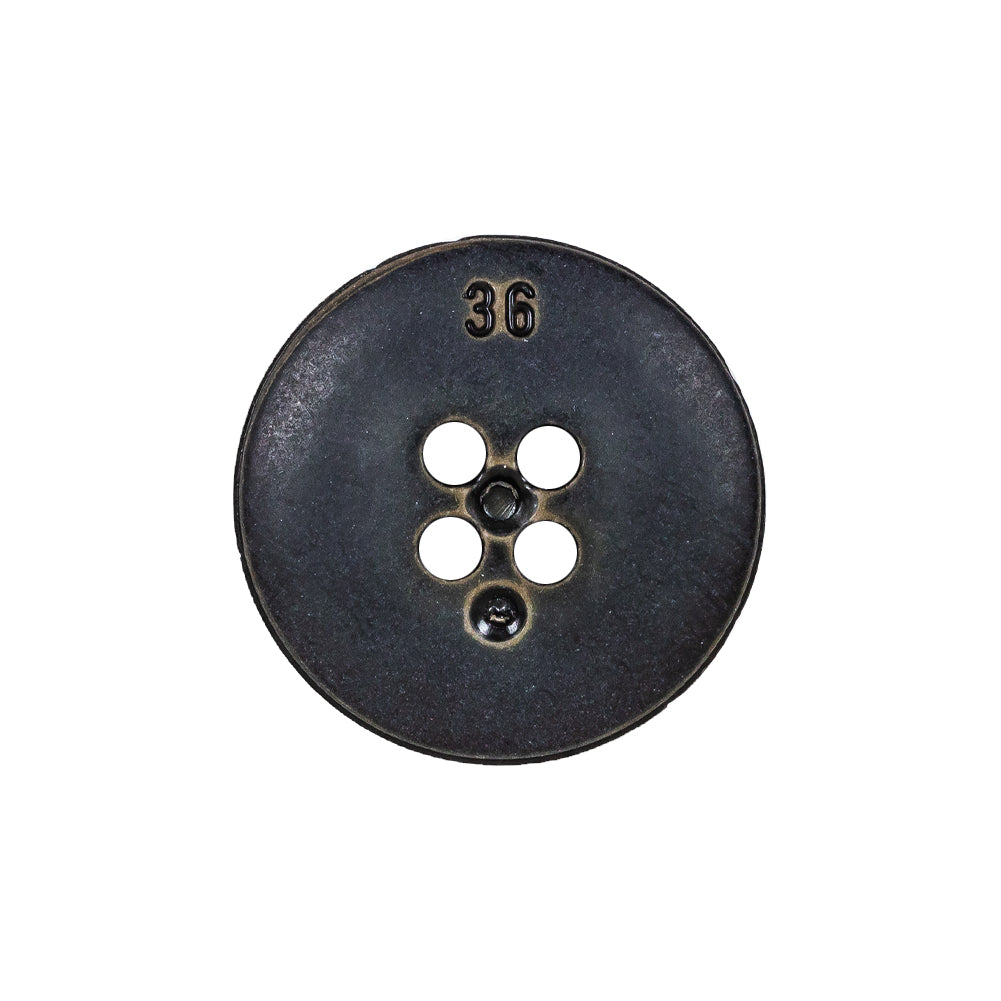 Antique Black Knotted Leather-Look 4-Hole Plastic Button - 36L/23mm