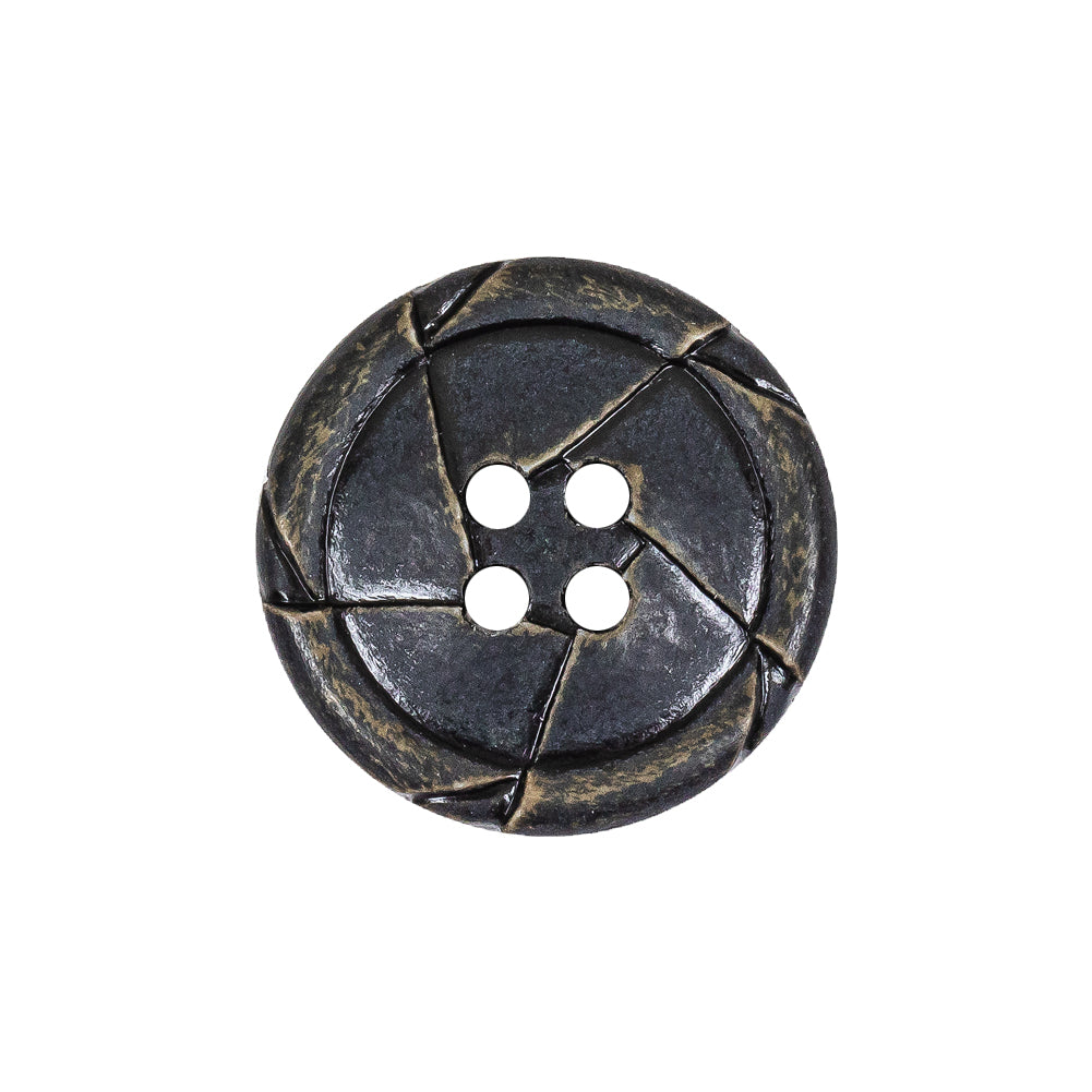 Antique Black Knotted Leather-Look 4-Hole Plastic Button - 36L/23mm