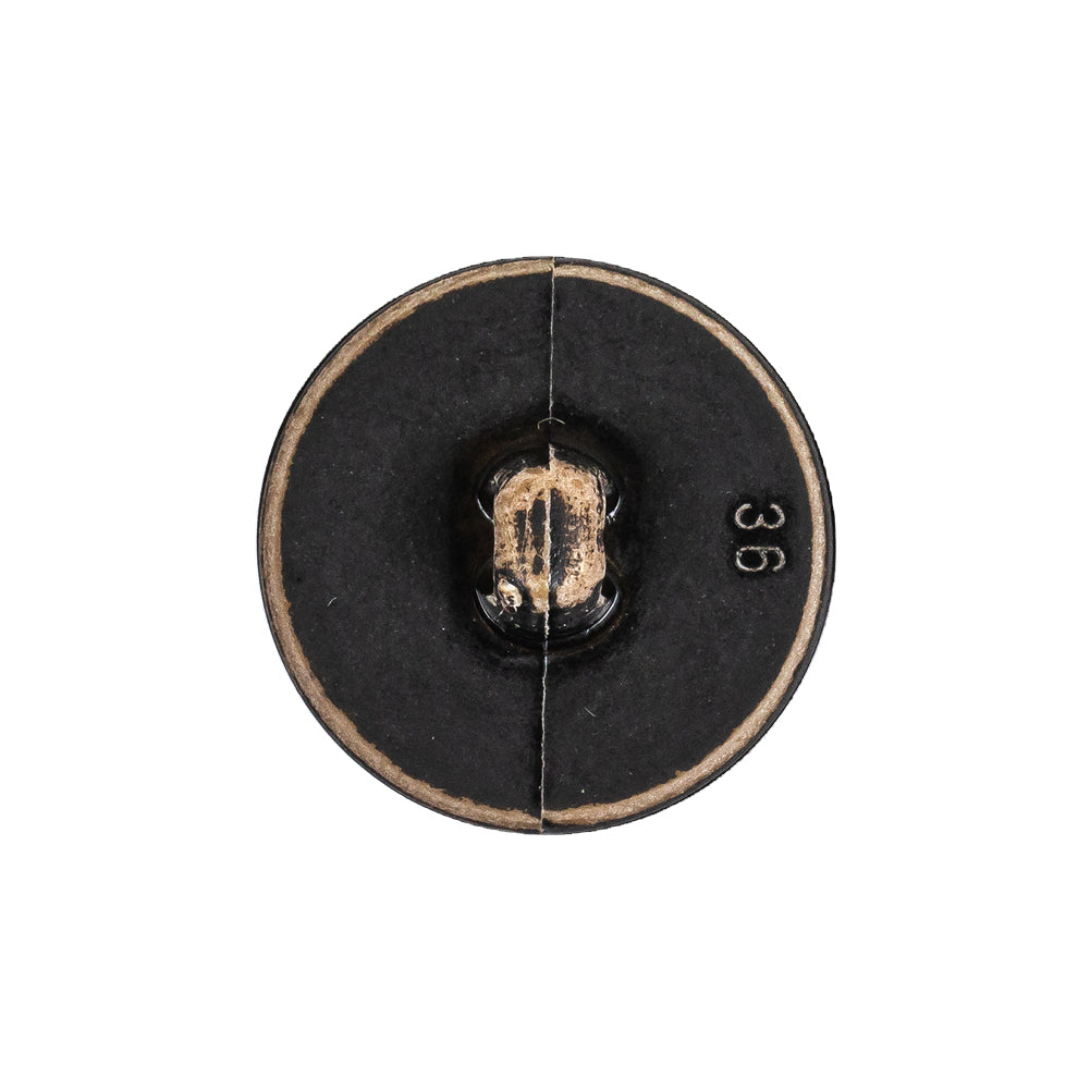 Italian Weathered Black Knotted Leather-Look Shank Back Plastic Button - 36L/23mm