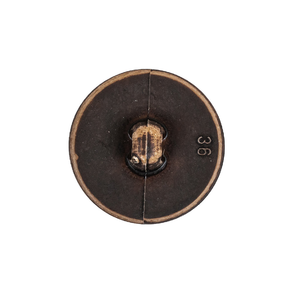 Italian Dark Brown Knotted Leather-Look Shank Back Plastic Button - 36L/23mm