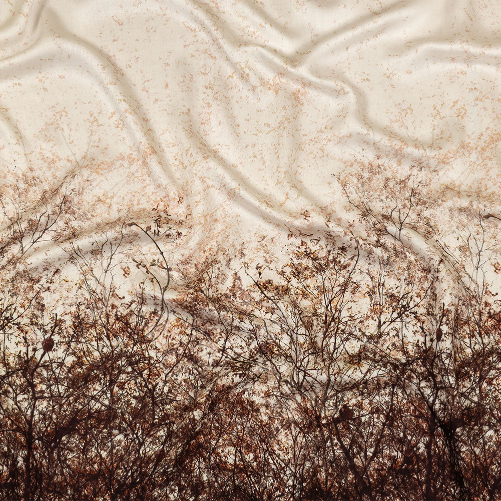 Rayon Challis - Brown Tree Branches - Celestial Canopy Print - Mood Exclusive Serengeti Collection